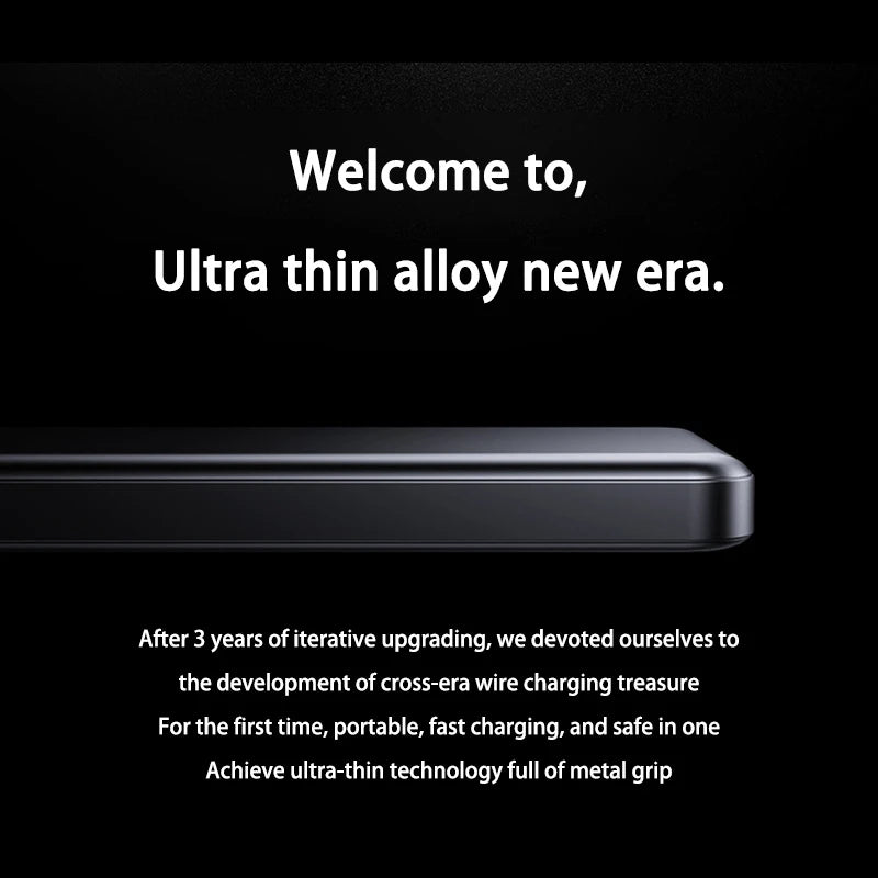 New 20000mAh Large Capacity Fast Charging Power Bank Genuine with built-in Cable Ultra-thin Compact Portable Carried on Airplane