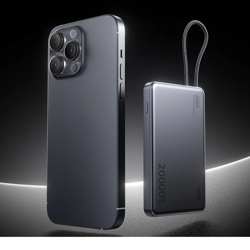 New 20000mAh Large Capacity Fast Charging Power Bank Genuine with built-in Cable Ultra-thin Compact Portable Carried on Airplane