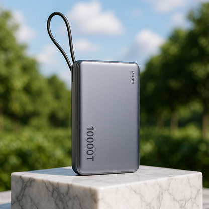 नया 20000mAh बड़ी क्षमता वाला फास्ट चार्जिंग पावर बैंक असली बिल्ट-इन केबल के साथ अल्ट्रा-थिन कॉम्पैक्ट हवाई जहाज के लिए उपयुक्त