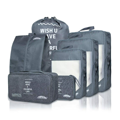 7 Set Compression Packing Cubes for Suitcases Travel Luggage Organizers with Organizer Bag Set