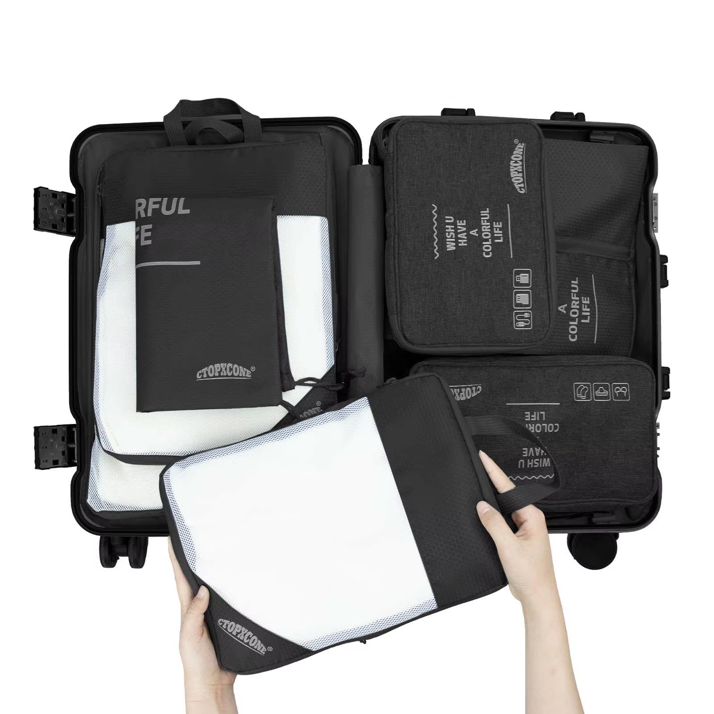 7 Set Compression Packing Cubes for Suitcases Travel Luggage Organizers with Organizer Bag Set